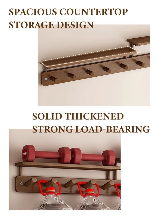 Forthcan Wall Mounted Wooden Coat Rack with Shelf, Entryway Organizer with Hooks for Keys, Bags and Jackets - Image 4