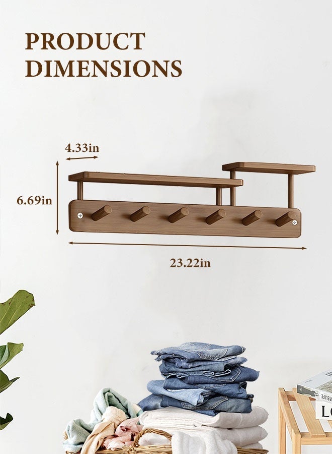 Forthcan Wall Mounted Wooden Coat Rack with Shelf, Entryway Organizer with Hooks for Keys, Bags and Jackets - Image 2