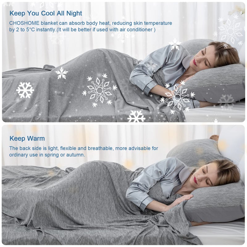 CHOSHOME Cooling Blanket for Hot Sleepers Lightweight Summer Cold Thin Blankets for Sleeping, Hot Flashes Night Sweats, Soft Blanket for Bed, Throw Size, Gray - Image 3
