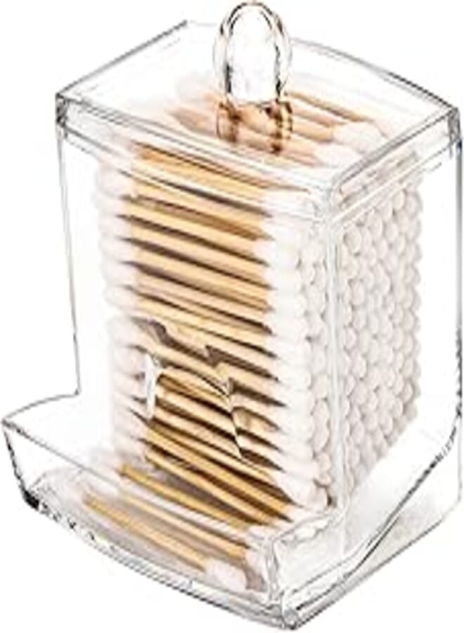 Tbestmax Tbestmax 10oz Qtip Holder Dispenser Big Clear Bathroom Organizer Accessories Decor for Storage-Qtips Cotton Ball Holder Apothecary Jars, Cotton Swabs, Floss Container