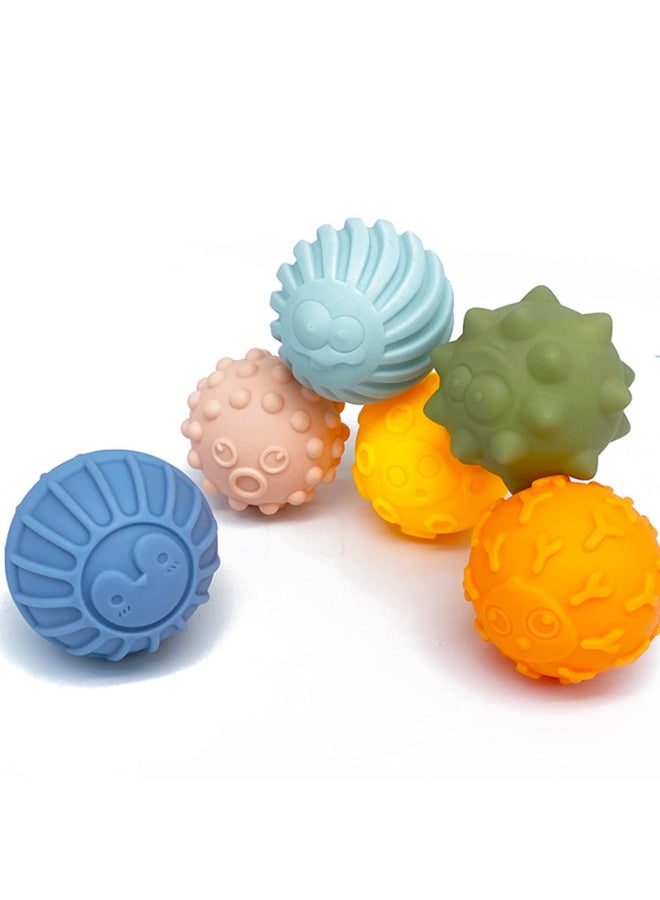 Soft Rubber Hand Grab Ball Baby Toy Massage Perception Pinch Call Touch Ball Set 3-6 Months Baby Hand Grab Ball - Image 1