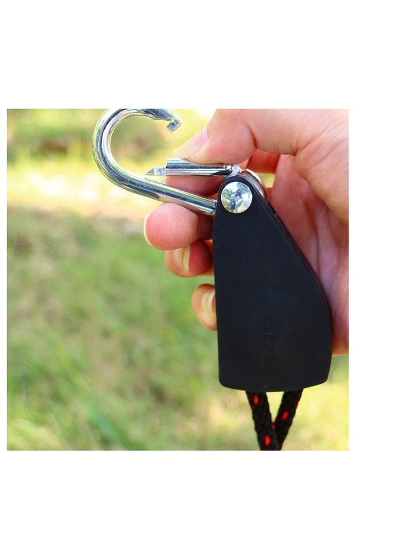 KASTWAVE 4 Pcs Tent Guy Ropes with Pulley Tent Guide Rope with Stainless Steel Adjuster Camping Nylon Rope Fastener Stopper Tightener for Outdoor Camping Hiking - Image 3