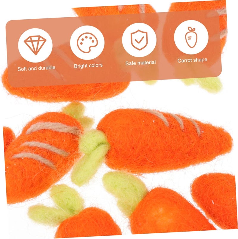 10 Pcs Wool Felt Carrot DIY Charms for Boys and Projects Colorful Handmade Felt Ornaments for Hairpins Brooches and Decorative Use for Easter and Holiday Decoration - Image 2