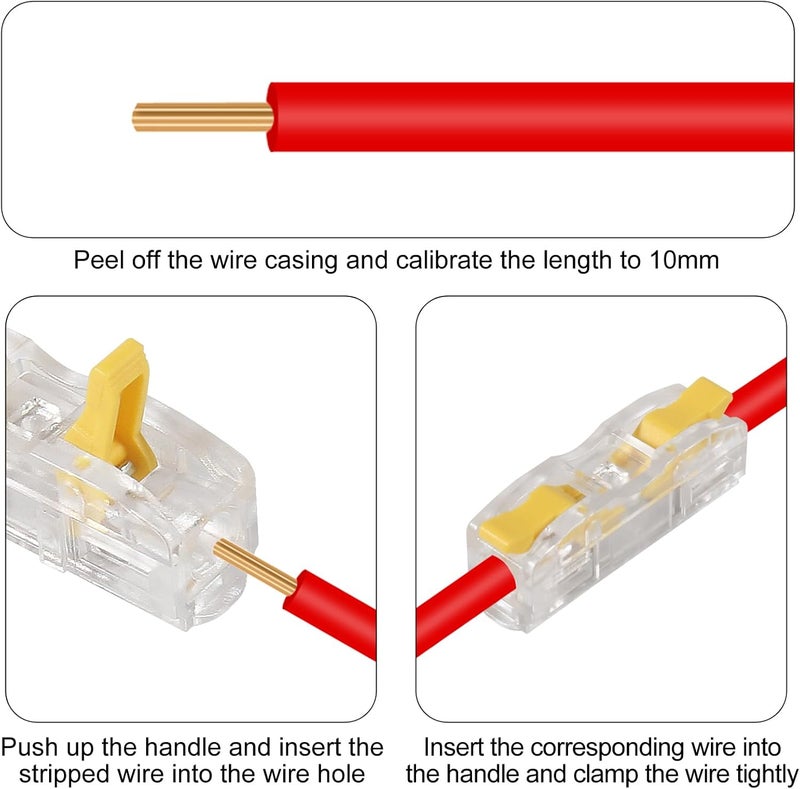 AITIAO 40Pcs Lever Wire Connectors 1 to 1, AWG28-12 Quick Connect Electrical Splicing Kit Compact Inline Terminals Combination Splicing Connectors(Clear Yellow) - Image 4