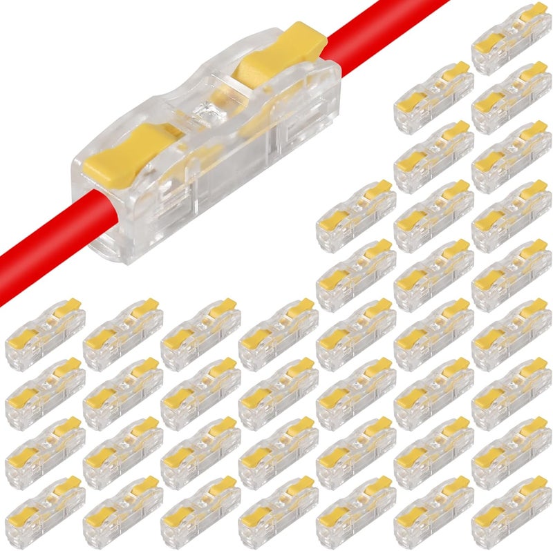 AITIAO 40Pcs Lever Wire Connectors 1 to 1, AWG28-12 Quick Connect Electrical Splicing Kit Compact Inline Terminals Combination Splicing Connectors(Clear Yellow) - Image 2
