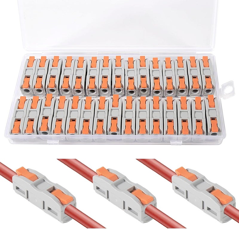 AITIAO 40Pcs Lever Wire Connectors 1 to 1, AWG28-12 Quick Connect Electrical Splicing Kit Compact Inline Terminals Combination Splicing Connectors(Clear Yellow) - Image 1