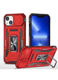 Generic Case Cover For iPhone 13 Armor PC + TPU Camera Shield Phone Case Red 