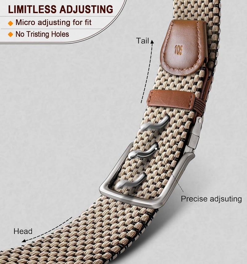ZORO UNITED Stretchable Braided Woven Fabric Belt for Men and Women, Fits on upto 36 inch waist size (Brown 28, Free Size) - Image 2