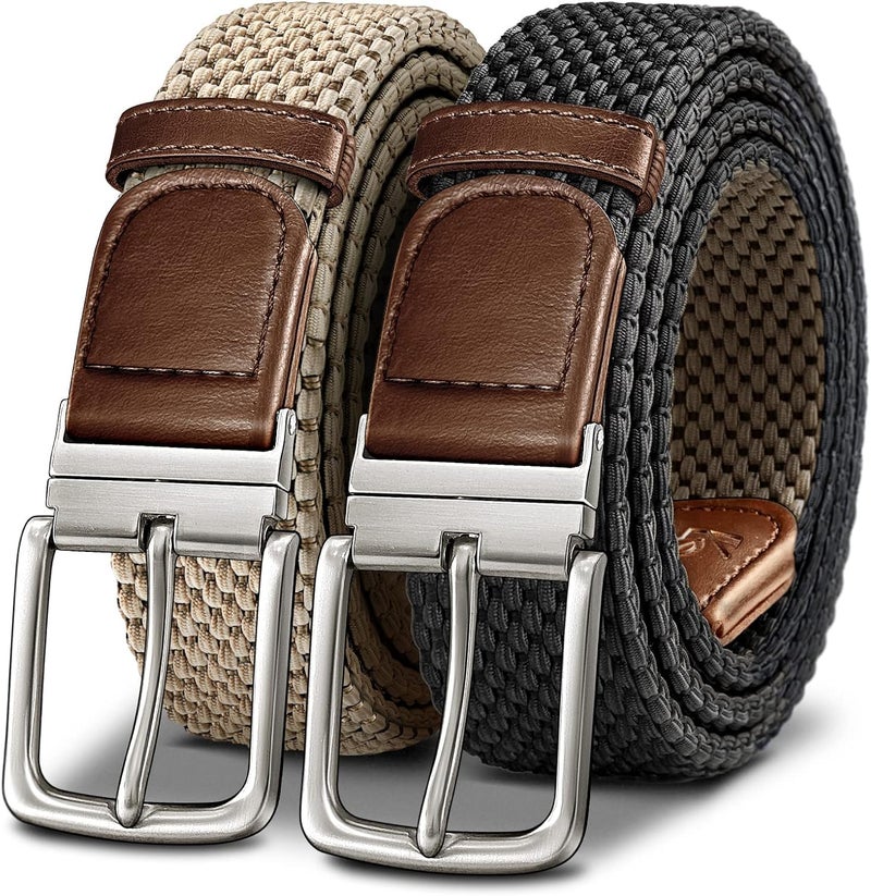 ZORO UNITED Stretchable Braided Woven Fabric Belt for Men and Women, Fits on upto 36 inch waist size (Brown 28, Free Size) - Image 1
