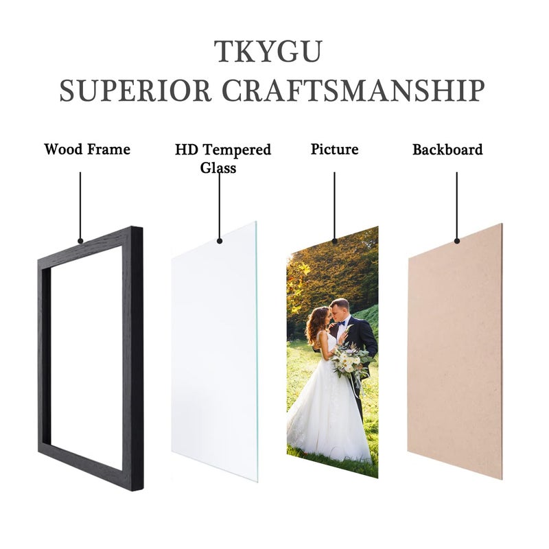 TKYGU 4x6 Picture Frame Set of 3  Made of Real Glass for 4x6 Wooden Frames Black  Wall and Tabletop Display Photo Frame for Home D?cor Gallery Family Wedding Memorial Pic Frame Gift - Image 3