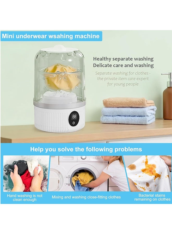 MHONGWEI Portable Automatic Mini Washing Machine, New Portable Rechargeable Mini Ultrasonic Washing Machine for Underwear, Compact Travel Laundry for Apartment, Dorm, RV, Camping, White - Image 5
