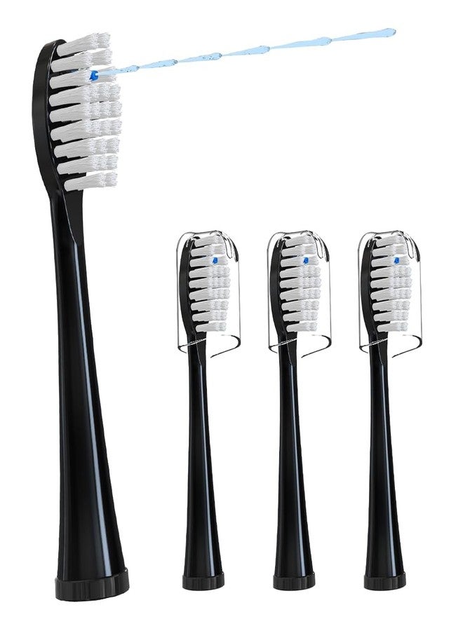 Carepik Replacement Brush Heads for 𝗪𝗮𝘁𝗲𝗿𝗽𝗶𝗸 𝐒𝐨𝐧𝐢𝐜-𝐅𝐮𝐬𝐢𝐨𝐧 2.0 Flossing Toothbrush Head fit (SF-01/ SF-02/ SF-03/ SF-04 3 Pack Black Soft Bristles with Caps (Black, Full Size - Image 1