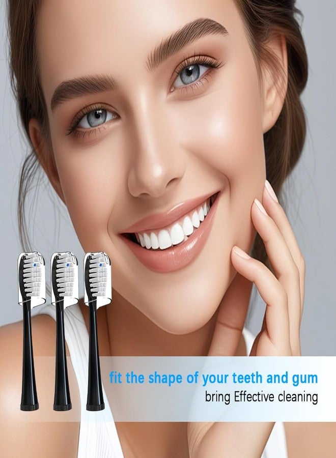 Carepik Replacement Brush Heads for 𝗪𝗮𝘁𝗲𝗿𝗽𝗶𝗸 𝐒𝐨𝐧𝐢𝐜-𝐅𝐮𝐬𝐢𝐨𝐧 2.0 Flossing Toothbrush Head fit (SF-01/ SF-02/ SF-03/ SF-04 3 Pack Black Soft Bristles with Caps (Black, Full Size - Image 3