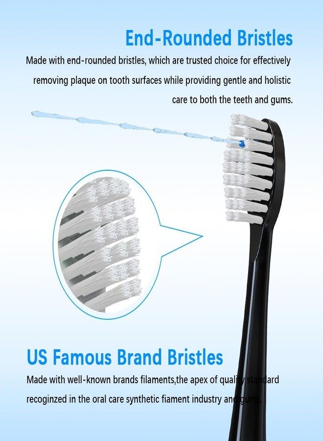 Carepik Replacement Brush Heads for 𝗪𝗮𝘁𝗲𝗿𝗽𝗶𝗸 𝐒𝐨𝐧𝐢𝐜-𝐅𝐮𝐬𝐢𝐨𝐧 2.0 Flossing Toothbrush Head fit (SF-01/ SF-02/ SF-03/ SF-04 3 Pack Black Soft Bristles with Caps (Black, Full Size - Image 2