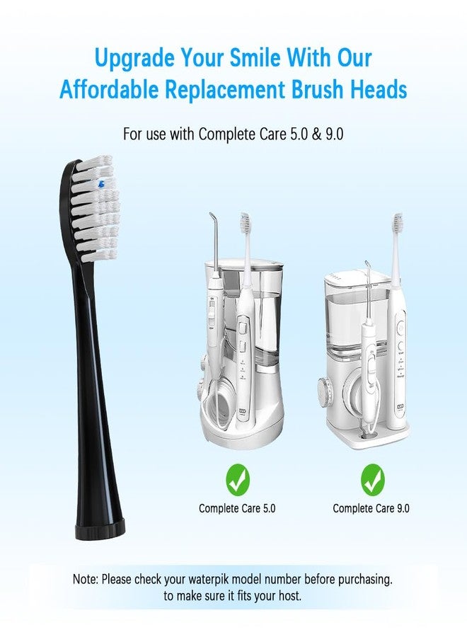 Carepik Replacement Brush Heads for 𝗪𝗮𝘁𝗲𝗿𝗽𝗶𝗸 𝐒𝐨𝐧𝐢𝐜-𝐅𝐮𝐬𝐢𝐨𝐧 2.0 Flossing Toothbrush Head fit (SF-01/ SF-02/ SF-03/ SF-04 3 Pack Black Soft Bristles with Caps (Black, Full Size - Image 4