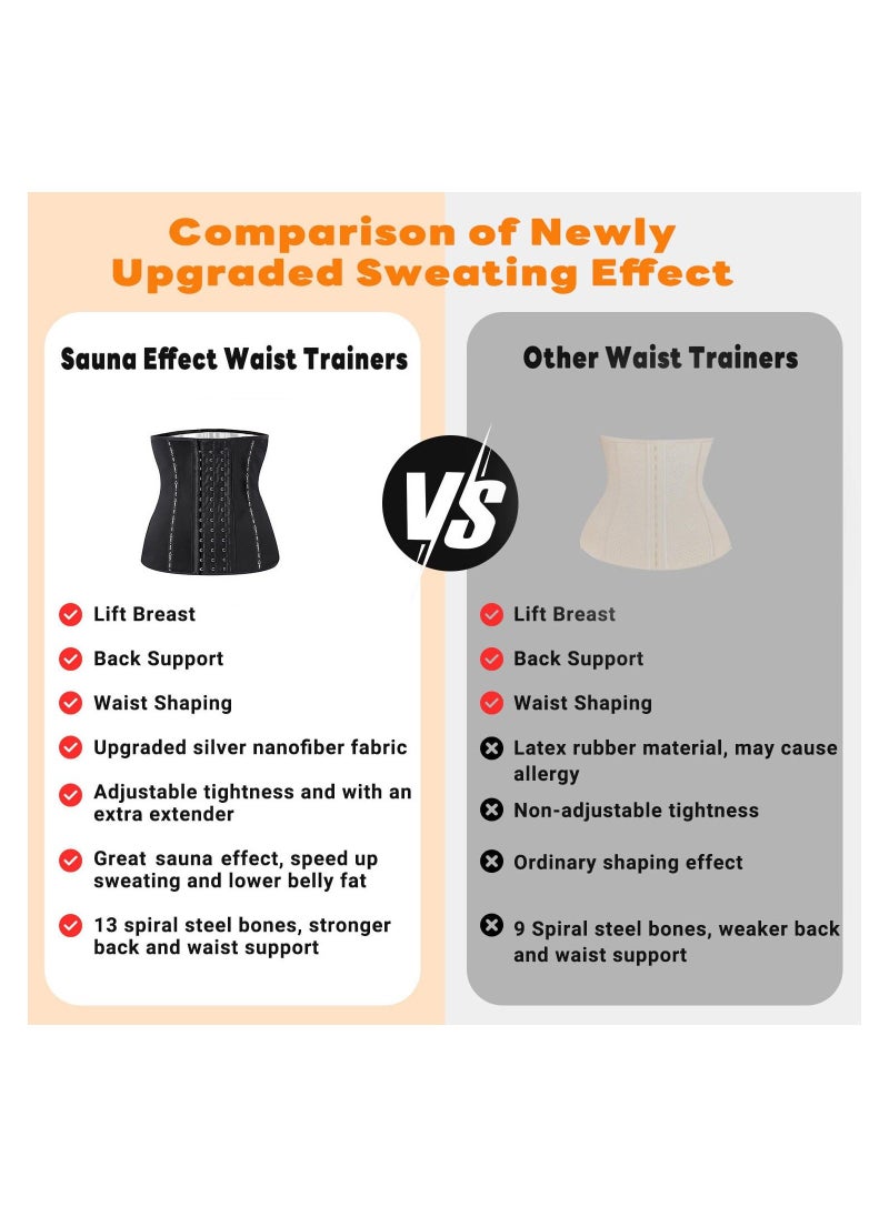 Women Waist Trainer Trimmer Corset Weight Loss Tummy Wrap Workout Belt Sweat Belly Band Sports Girdle Sauna Suit Sweat Waist Trainer for Women Lower Belly Fat Waist Trimmer for Women Size L - Image 5