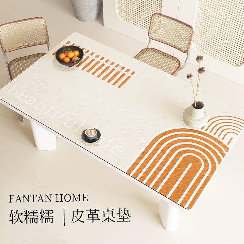 Leather Table Mat Light Luxury High-Value Coffee Table Mat Tablecloth Disposable Oil-Proof Waterproof Desk Tablecloth Dining Table Mat - Image 2