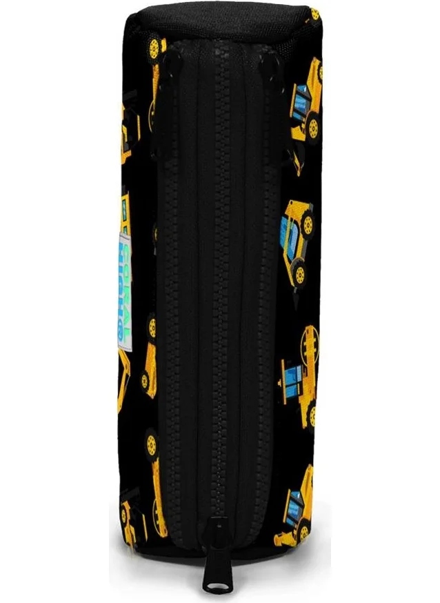 CORAL HIGH Kids Black Dozer Patterned Three Compartment Pencil Bag 22328