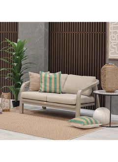 Manchester 2 Seater Outdoor Sofa Set Aluminum Frame Garden Furniture Modern Design Lounge Sofa Sets 1 Pieces Outdoor Seating Table And Chairs Set For Patio Balcony Lawn Yard Beige