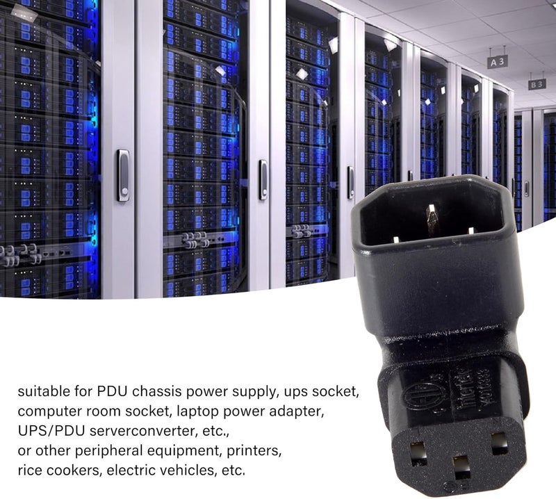 تشينيانغ محول تمديد الطاقة من ذكر IEC C14 إلى أنثى IEC C13 بزاوية 90 درجة اتجاه لأعلى من CY - Image 5