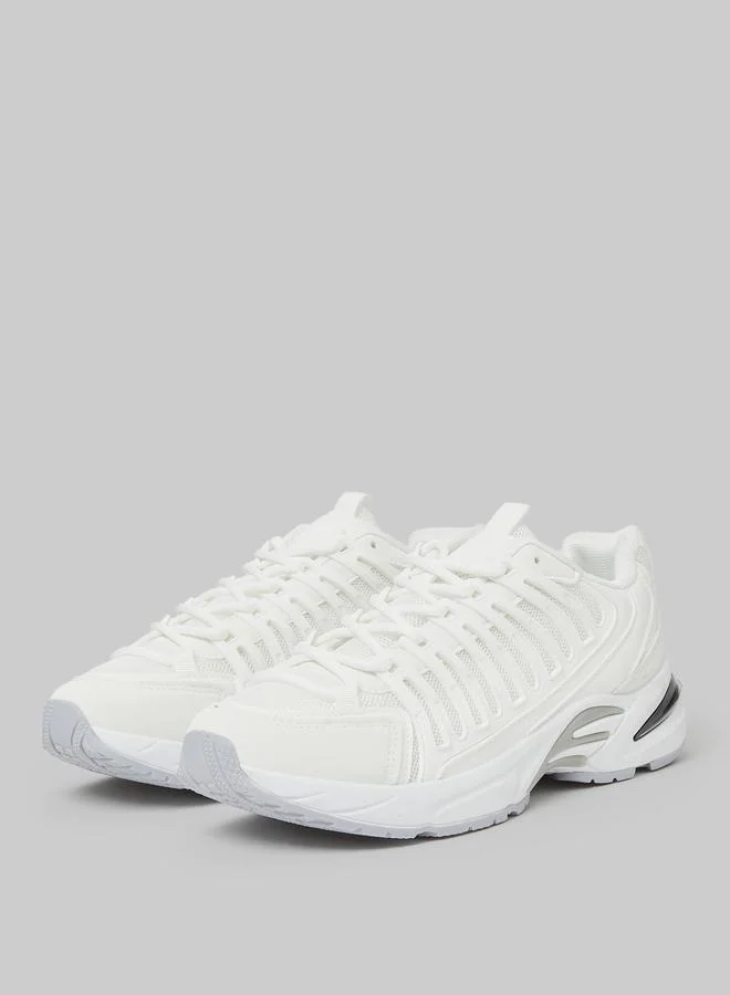 Styli White Textured Sporty Sneakers
