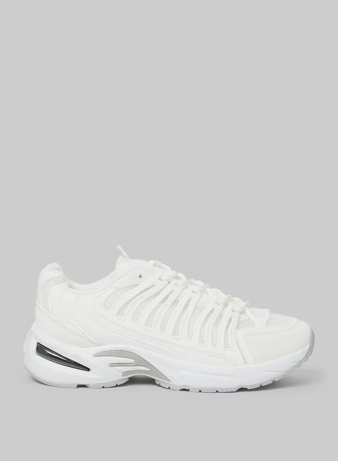 Styli White Textured Sporty Sneakers