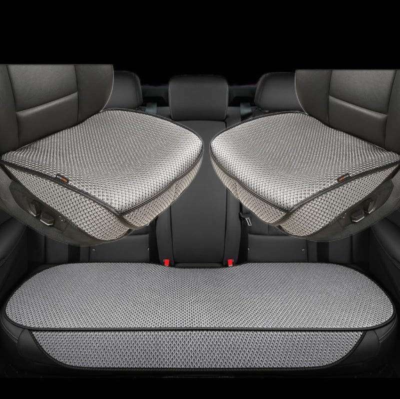 Auto Newer Breathable Universal Four Seasons Car Seat Covers Luxury Include Front Car Seat Protector and RearCar Seat CushionCompatible with 95 Vehicles Fit for Cars Truck SUV Grey3PCS