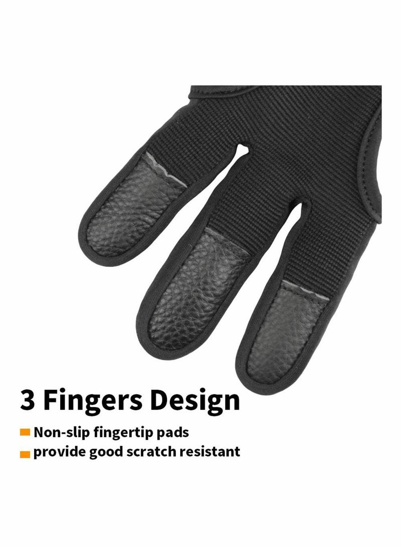 SYOSI Archery Glove, Three Finger Leather Archery Protective Gloves Archery Shooting Gloves for Kids, Archery Protective Gear Accessories for Youth Adult Beginner (M Size, Black)  - Image 4