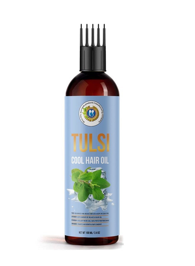 RS Tulsi Ayurvedic Cool Hair Oil to reduce Stress, Hair fall, Promote Hair growth, reduce Dandruff and prevent graying of Hair (Medium, 100 ml) - Image 1
