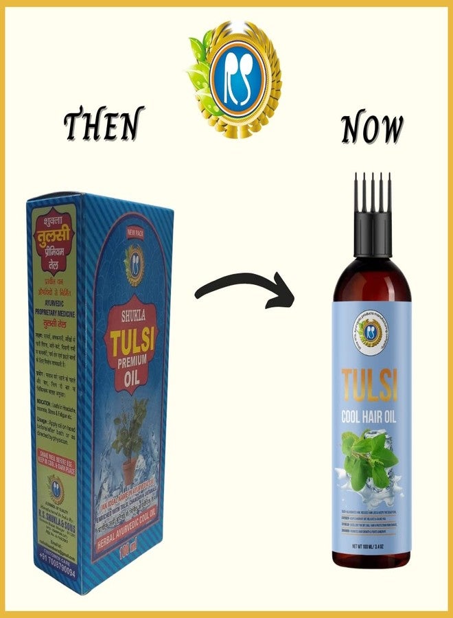 RS Tulsi Ayurvedic Cool Hair Oil to reduce Stress, Hair fall, Promote Hair growth, reduce Dandruff and prevent graying of Hair (Medium, 100 ml) - Image 3