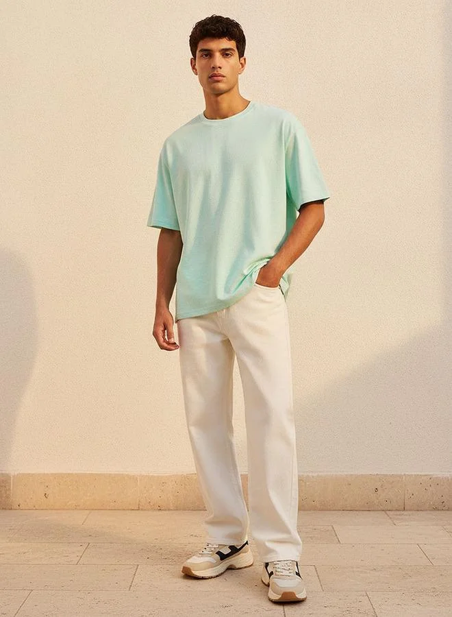 سبلاش فيڤ Youth Regular Fit Crew Neck Short Sleeves Jacquard Textured T-shirt