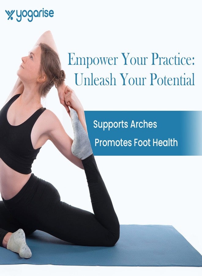 YOGARISE جوارب يوغا YOGARISE مانعة للانزلاق للنساء، جوارب قطنية بطول الكاحل مضادة للانزلاق، تسمح بمرور الهواء وتمتص الرطوبة، خالية من الروائح، بنعال مطاطية، مناسبة للرجال والنساء، مثالية لليوغا/البيلاتس/الرقص - عبوة من 4 قطع - Image 4