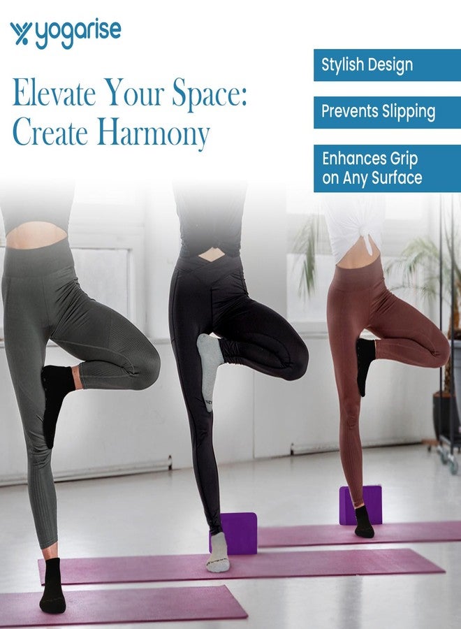 YOGARISE جوارب يوغا YOGARISE مانعة للانزلاق للنساء، جوارب قطنية بطول الكاحل مضادة للانزلاق، تسمح بمرور الهواء وتمتص الرطوبة، خالية من الروائح، بنعال مطاطية، مناسبة للرجال والنساء، مثالية لليوغا/البيلاتس/الرقص - عبوة من 4 قطع - Image 5