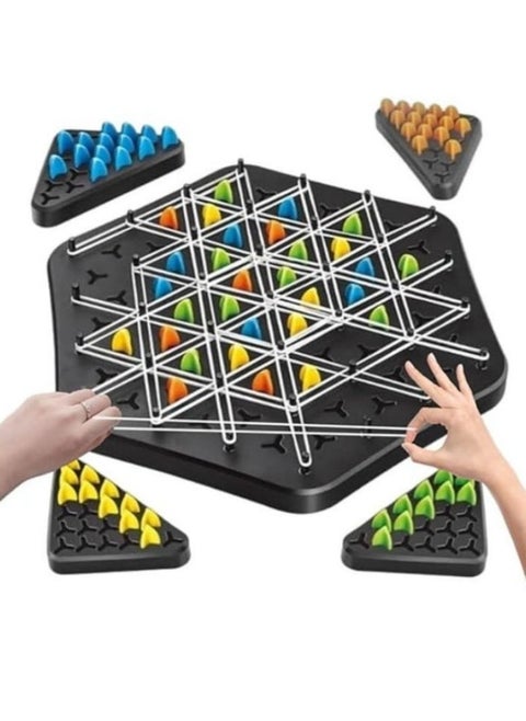 Triggle Game with Rubber Bands Triangle Intellectual Chess Board, Triangle Chess Game Series, Triggle Brain Games for Kids 3 Years Old and Adults for 2-4 People