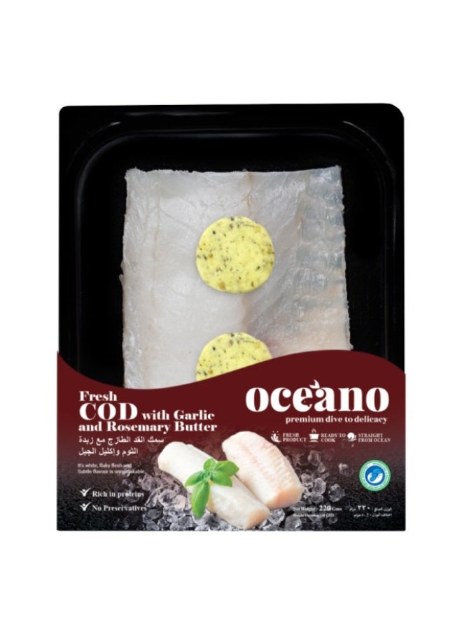Cod Portion Garlic & Rosemary Butter - 220g