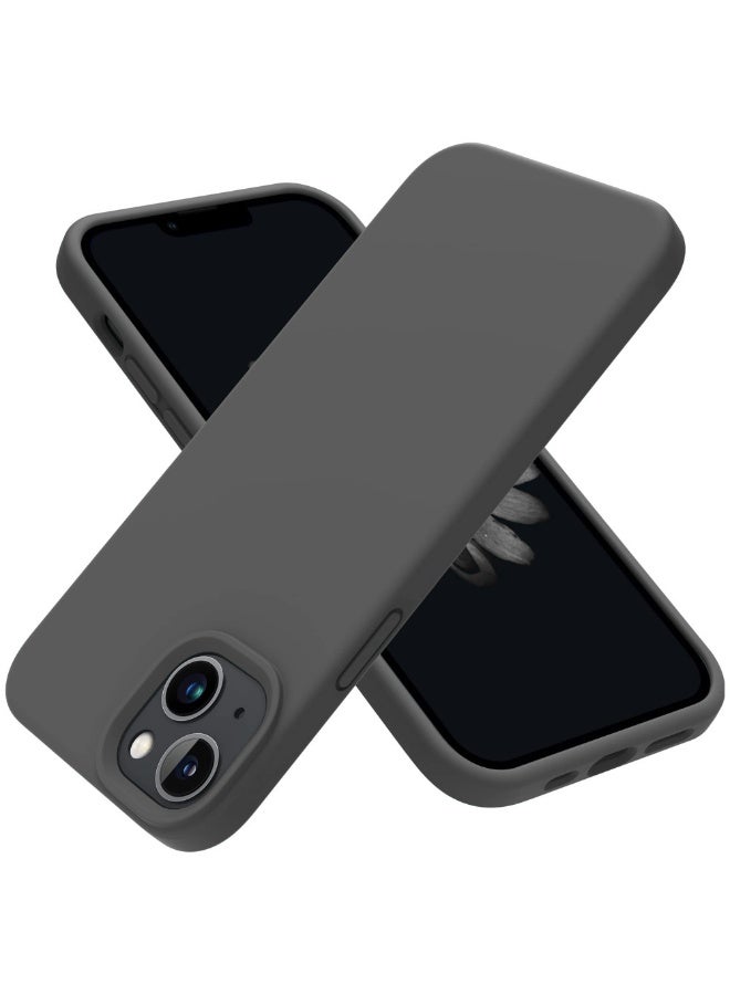 Compatible with iPhone 13/14 Case 6.1 Inch Slim Liquid Silicone 4 Layers Soft Gel Rubber Shockproof Protective Phone Case with Anti Scratch Microfiber Lining (Dark Grey) - Image 1