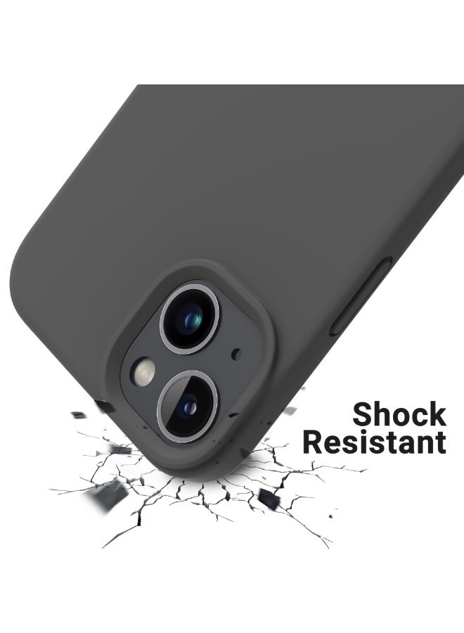 Compatible with iPhone 13/14 Case 6.1 Inch Slim Liquid Silicone 4 Layers Soft Gel Rubber Shockproof Protective Phone Case with Anti Scratch Microfiber Lining (Dark Grey) - Image 2