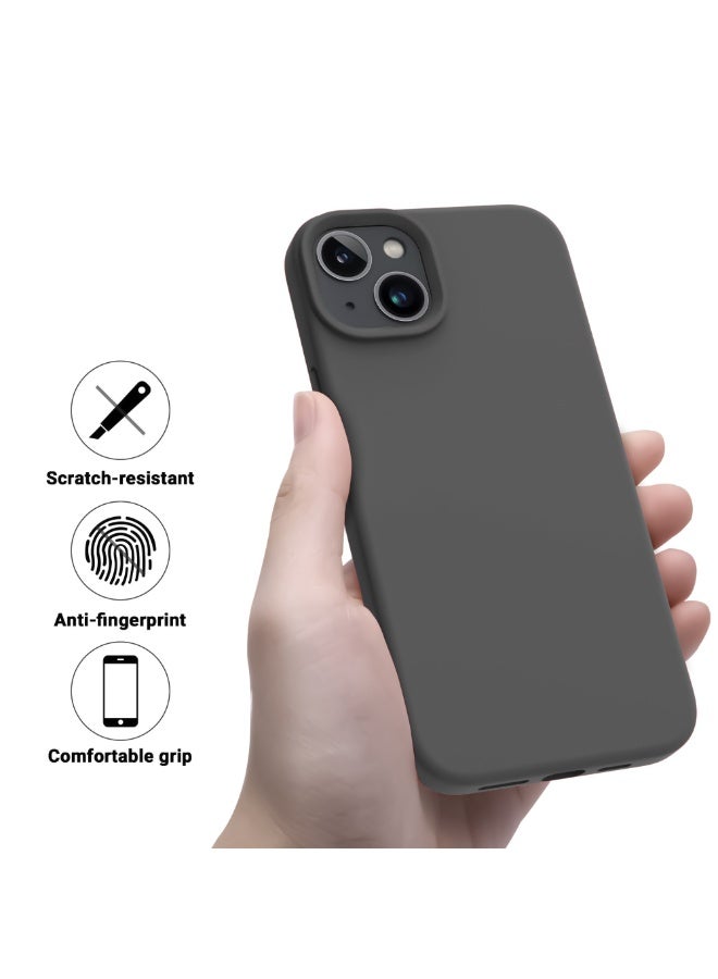 Compatible with iPhone 13/14 Case 6.1 Inch Slim Liquid Silicone 4 Layers Soft Gel Rubber Shockproof Protective Phone Case with Anti Scratch Microfiber Lining (Dark Grey) - Image 4