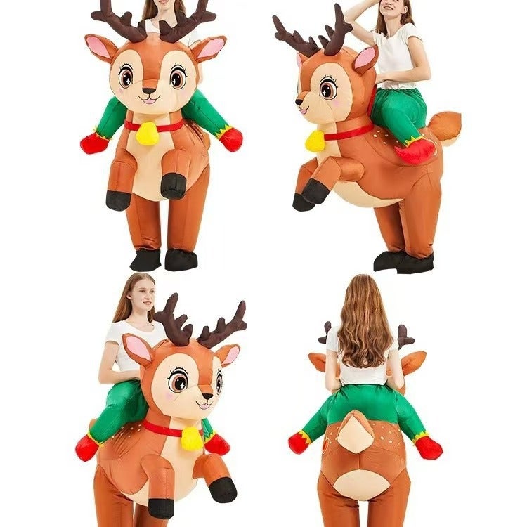 Christmas New Riding Elk Inflatable Suit Gingerbread Man Christmas Dinosaur Inflatable Costume Party Props - Image 3