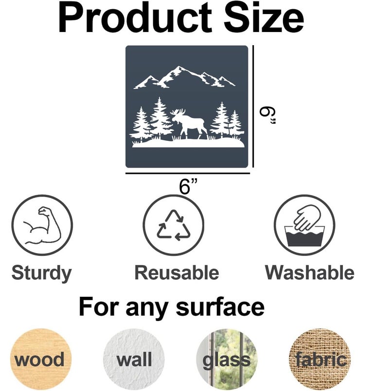 SUNVERSE Forest Animal Stencils Bear Deer Stencils for Wood Burning Reusable Wildlife Mountain Pine Tree Stencil for Painting on Wood Wall Fabrics DIY Crafts - Image 2