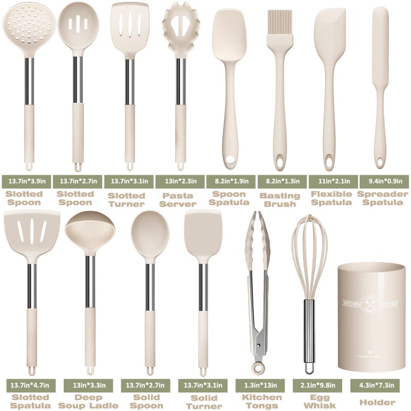 Umite Chef Stainless Steel Kitchen Cooking Utensil Set, Umite Chef 15 pcs Utensils - Nonstick Cookware Set Spatula -Kitchen Gadgets Tools Gift - Image 2