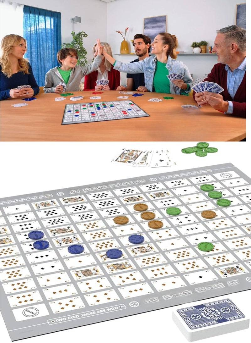 Family Game Sequence Strategy – Foldable Board Game with Cards & Chips | Classic Multiplayer Game for 2-12 Players | Fun Party & Board Game for All Ages - Image 2