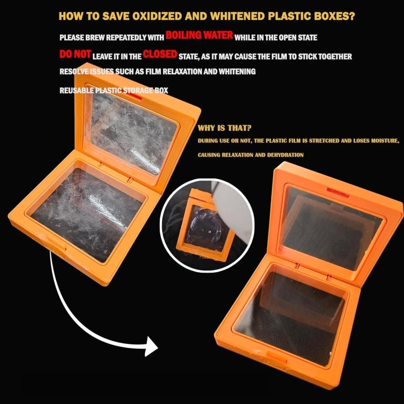 12 Pcs Stackable 3D Floating Frame Jewelry Box With Anti Oxidation PE Film For Travel And Display Black - Image 5
