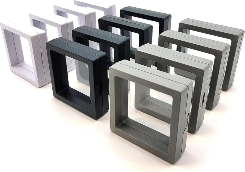 12 Pcs Stackable 3D Floating Frame Jewelry Box With Anti Oxidation PE Film For Travel And Display Black - Image 2