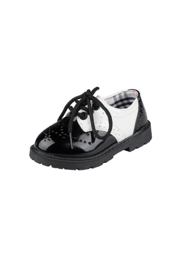 Children's Bright Leather Shoes Baby Host Performance Hollow Lace-up Children's Shoes Fashion Boys Stick Pu Leather Shoes Hair