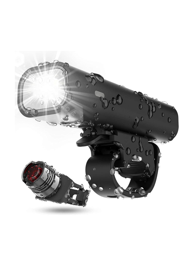 General Bike Light Kit, USB Rechargeable Super Bright LED Waterproof Headlight Front and Rear Bike Lights, Easy to Install 4 Light Mode Bike Lights, Suitable for All Bikes  - Image 1