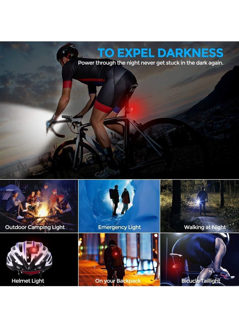 General Bike Light Kit, USB Rechargeable Super Bright LED Waterproof Headlight Front and Rear Bike Lights, Easy to Install 4 Light Mode Bike Lights, Suitable for All Bikes  - Image 2