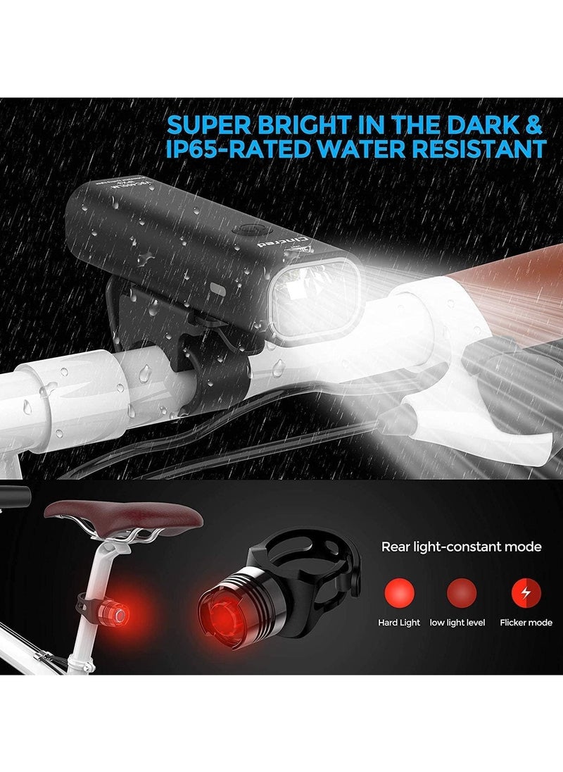 General Bike Light Kit, USB Rechargeable Super Bright LED Waterproof Headlight Front and Rear Bike Lights, Easy to Install 4 Light Mode Bike Lights, Suitable for All Bikes  - Image 5