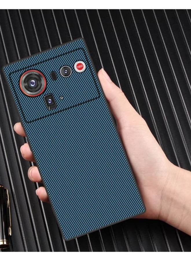 غطاء جلدى متوافق مع زد تي إي نوبيا Z80 أولترا 5G، واقي هاتف بتصميم كيفلار كامل التغطية مع حماية للكاميرا. - Image 2