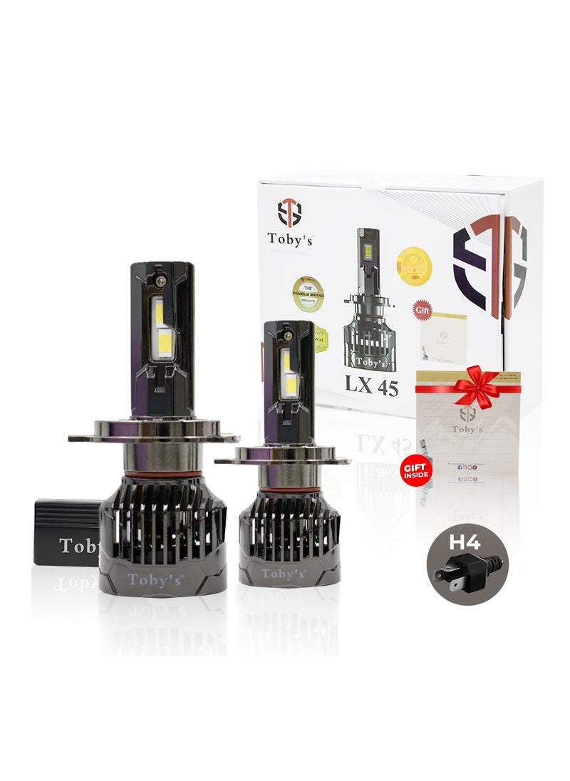 Toby's Toby's LX45-H4 has 90Watt/Pair Power Original Tested LED Headlight Assembly 9000 Lumens Pair Bright Color With Temperature (6500K)  - Image 1